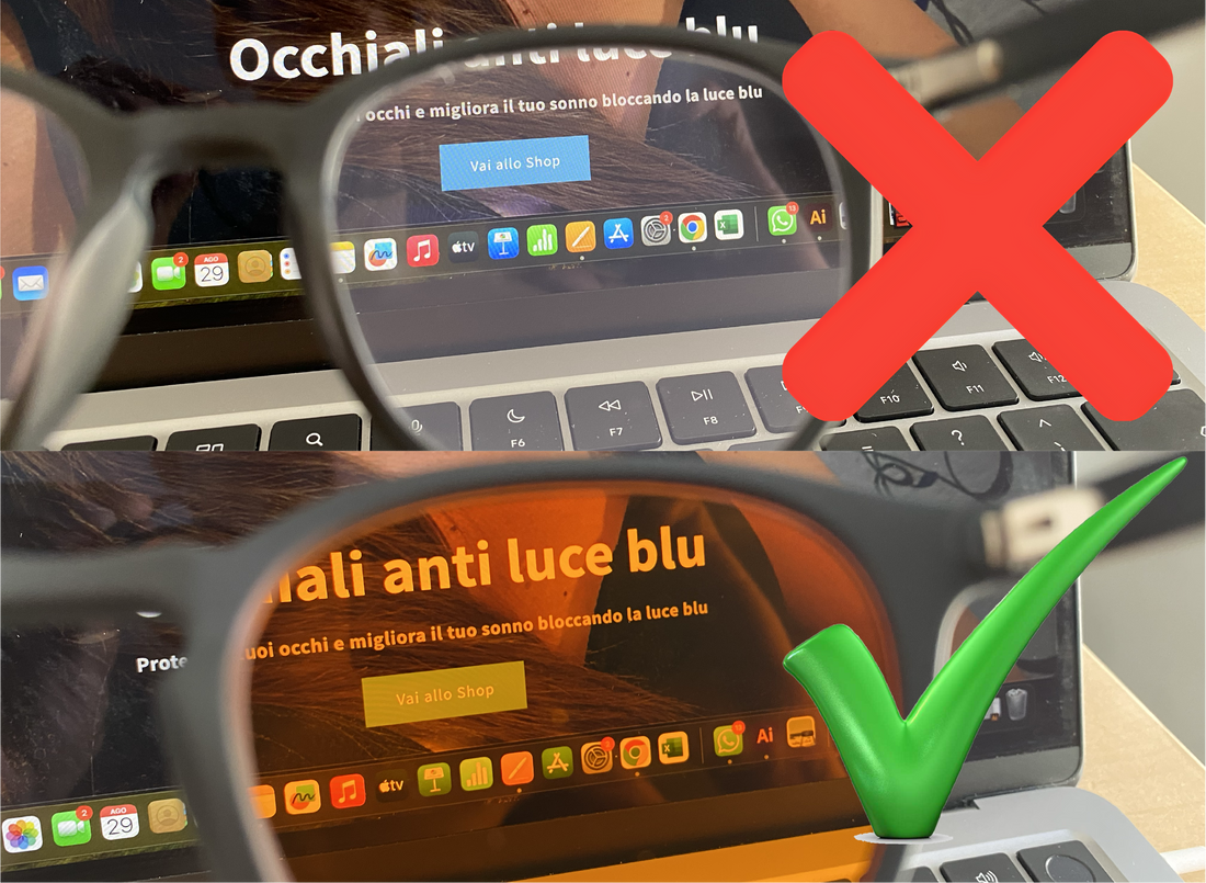 Occhiali Anti Luce Blu Trasparenti e Occhiali Anti Luce Blu Arancioni